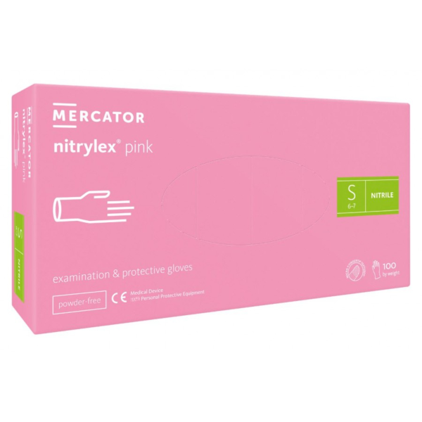 Rękawice nitrylowe medyczne MERCATOR | NITRYLEX® PINK | opak. 100 szt.