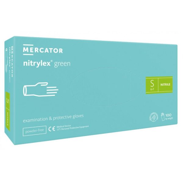 Rękawice nitrylowe medyczne MERCATOR | NITRYLEX® GREEN | opak. 100 szt.