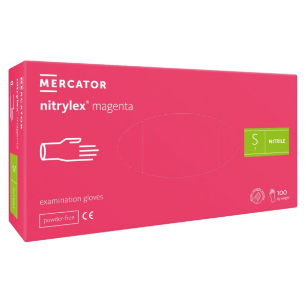 Rękawice nitrylowe medyczne MERCATOR | NITRYLEX® MAGENTA | opak. 100 szt.