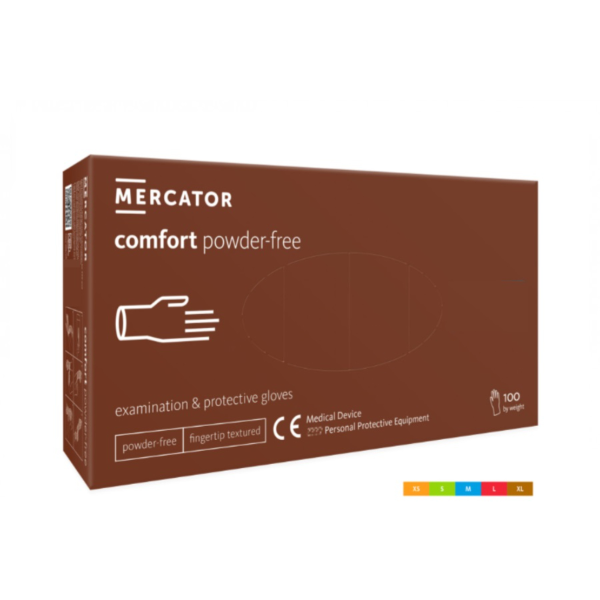 Rękawice lateksowe medyczne MERCATOR | COMFORT POWDER-FREE | opak. 100szt.